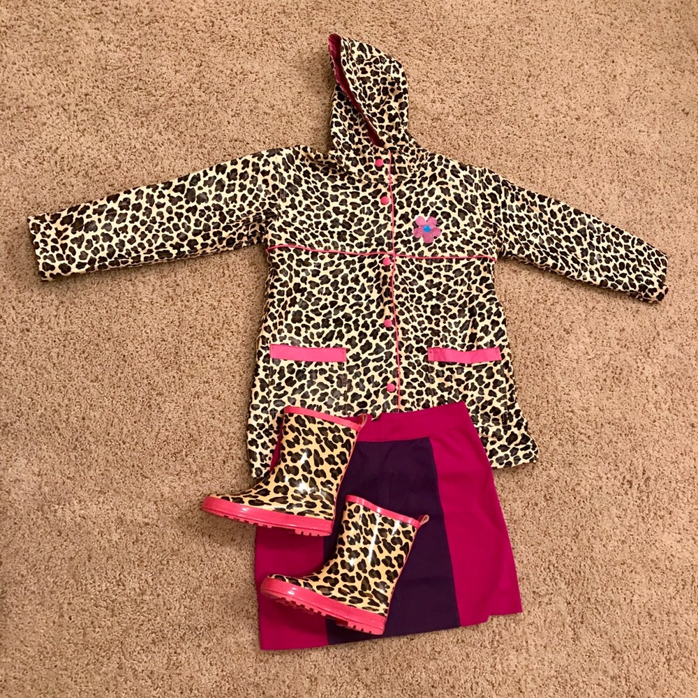 Fully lined Kids Leopard Raincoat with Hood